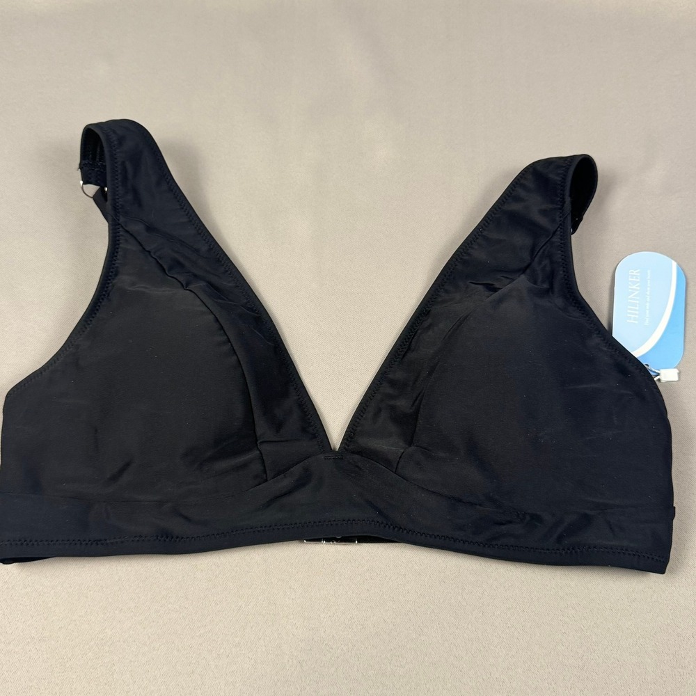 Hilinker Black Triangle Bikini Top‎ Adjustable Straps Removable Padding Size L